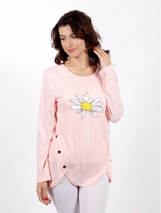 Daisy Print Long Sleeves Fashion Top